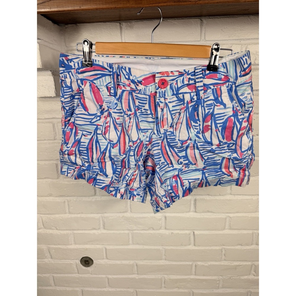 Lilly Pulitzer Callahan‎ Shorts Size 4 Sailboat Print Cotton Preppy Beach